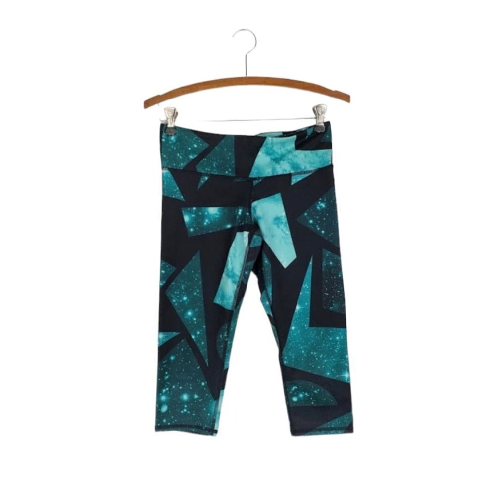 Alo Yoga Airbrush Capri Leggings Island Space Green Geometric Knicker Size XS